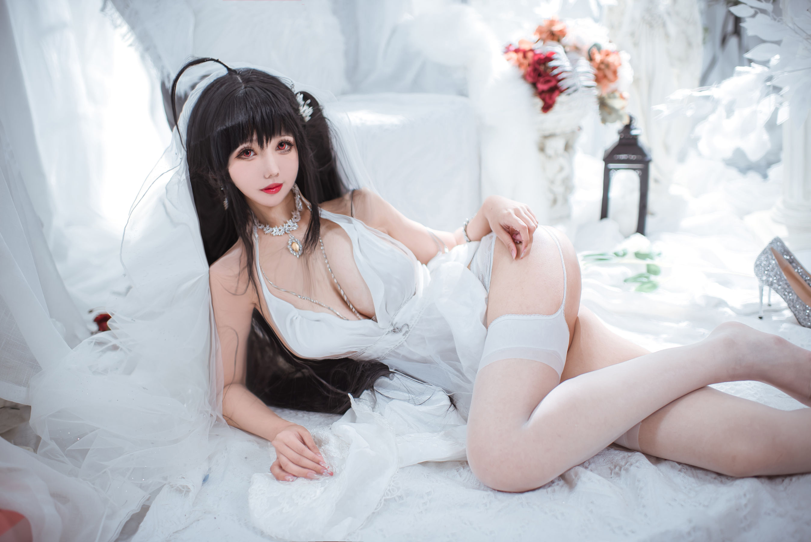 [福利COS] 仙女月 - 大凤纯白婚纱 - 图库库