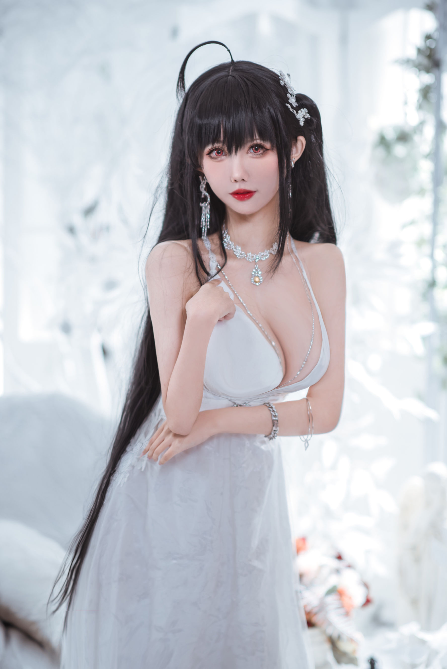 [福利COS] 仙女月 - 大凤纯白婚纱 - 图库库