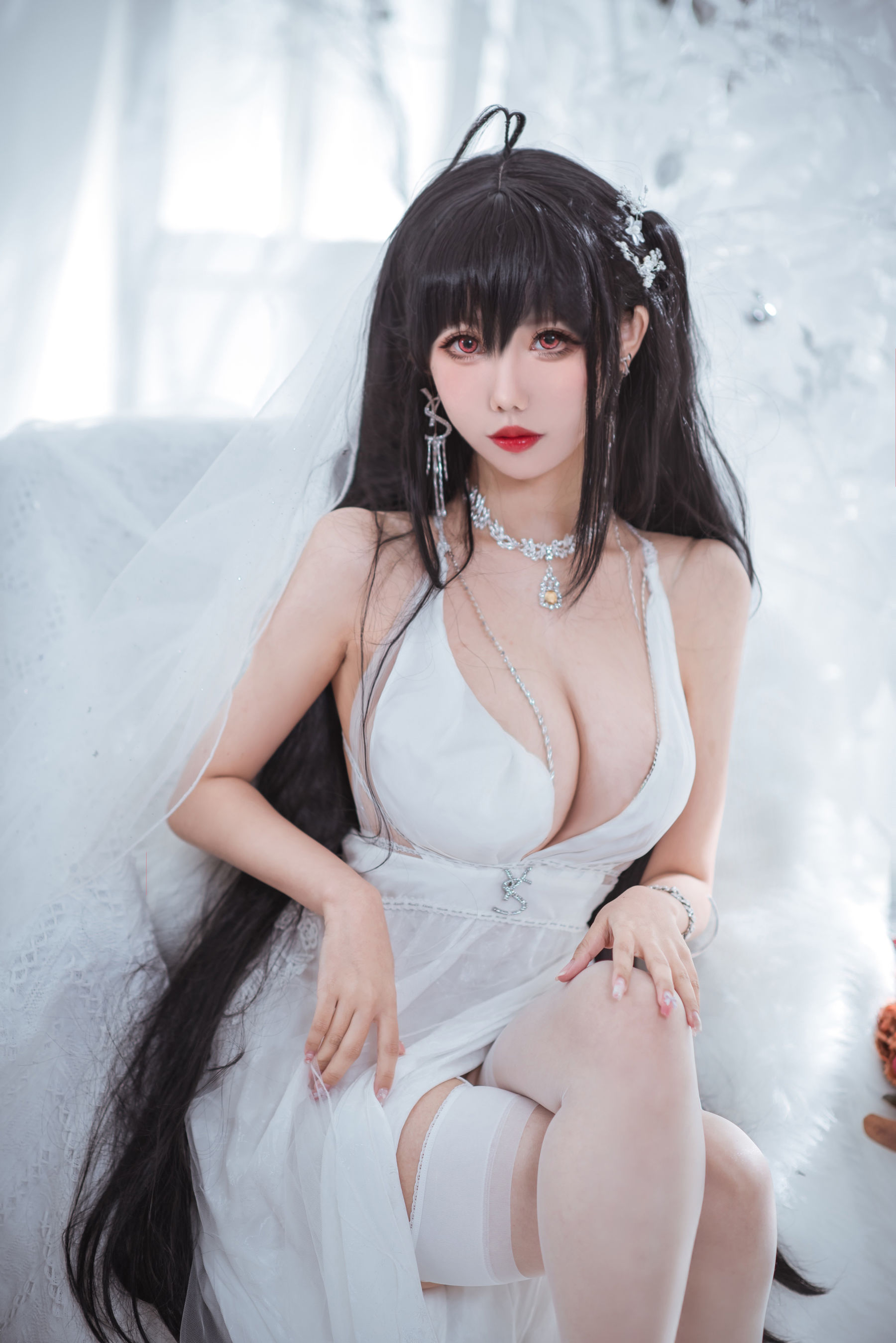 [福利COS] 仙女月 - 大凤纯白婚纱 - 图库库