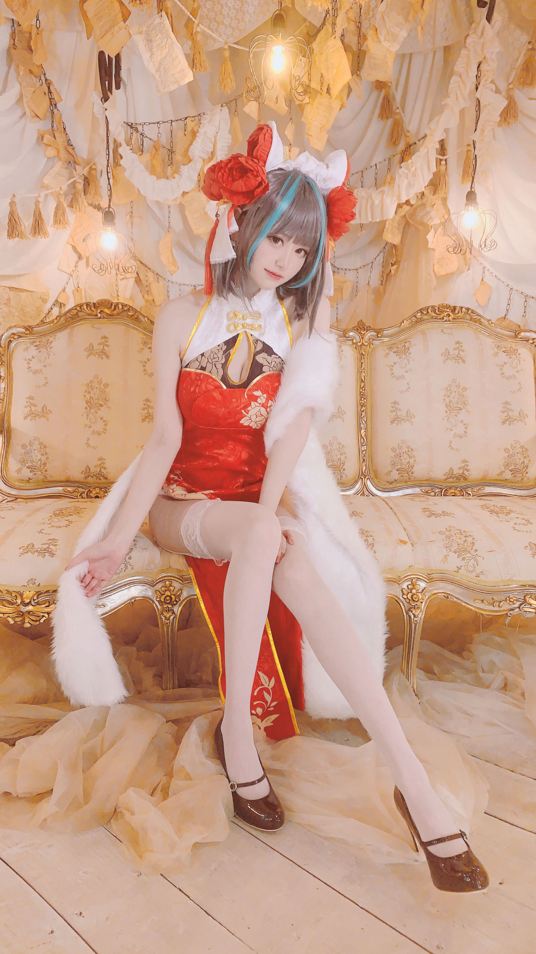 [福利COS] 千阳(ちよ) - 柴郡旗袍cos