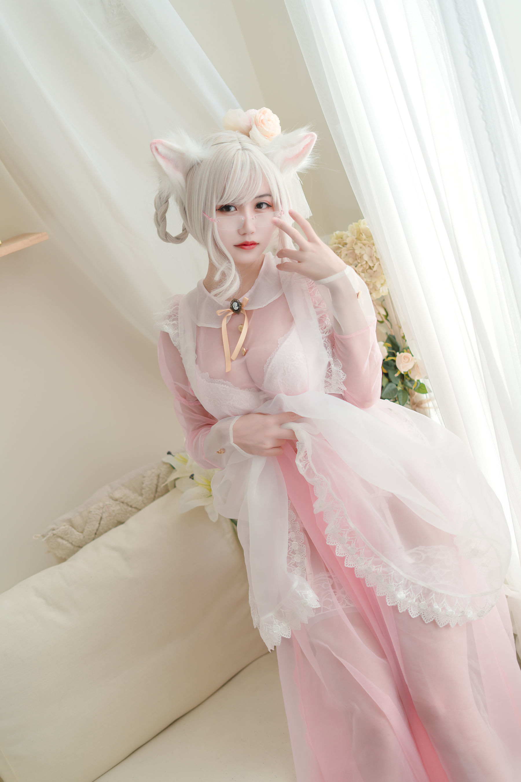 [网红COSER] 动漫博主小仓千代w - 透明粉色女仆