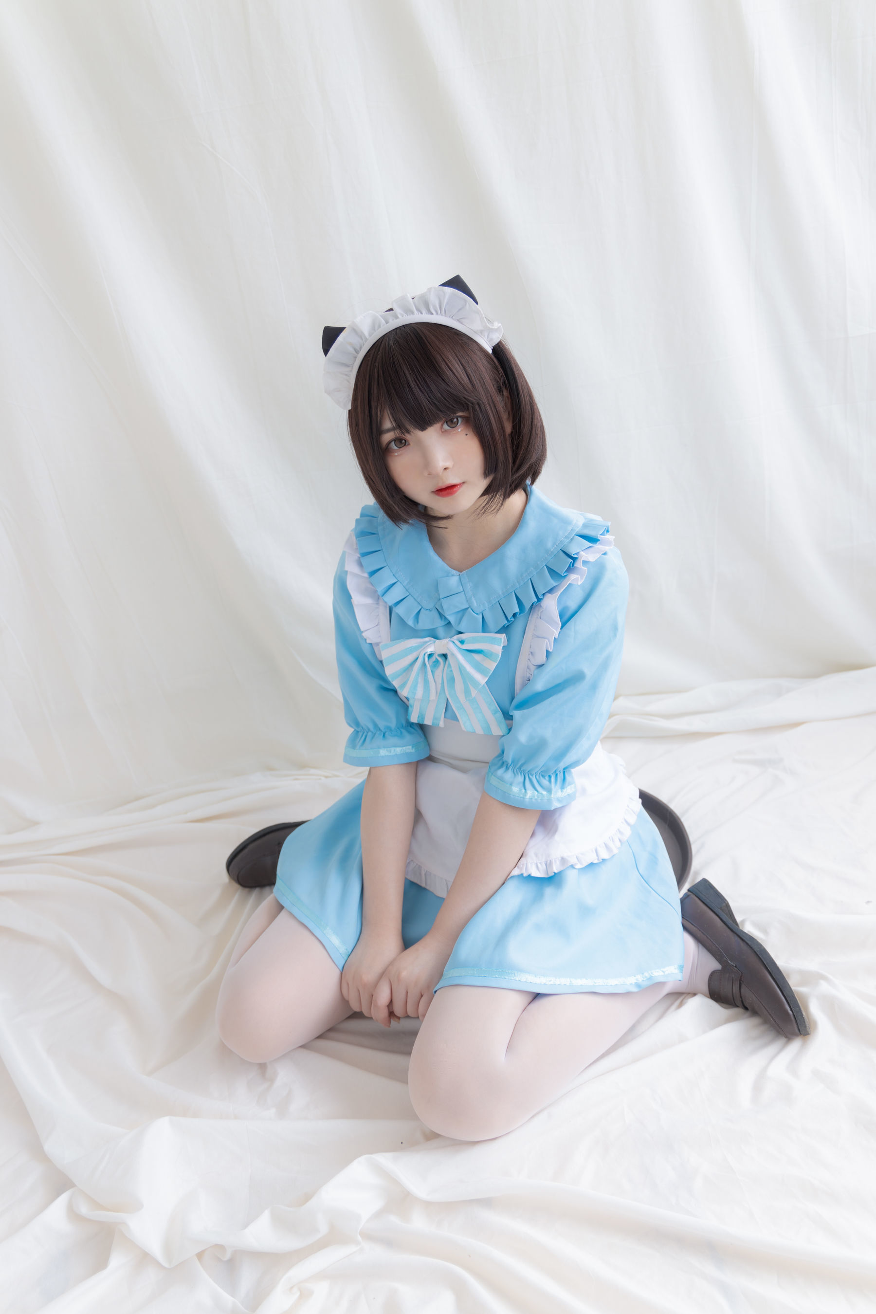 [COS福利] 二次元美女古川kagura - 蓝色小猫女仆 - 图库库
