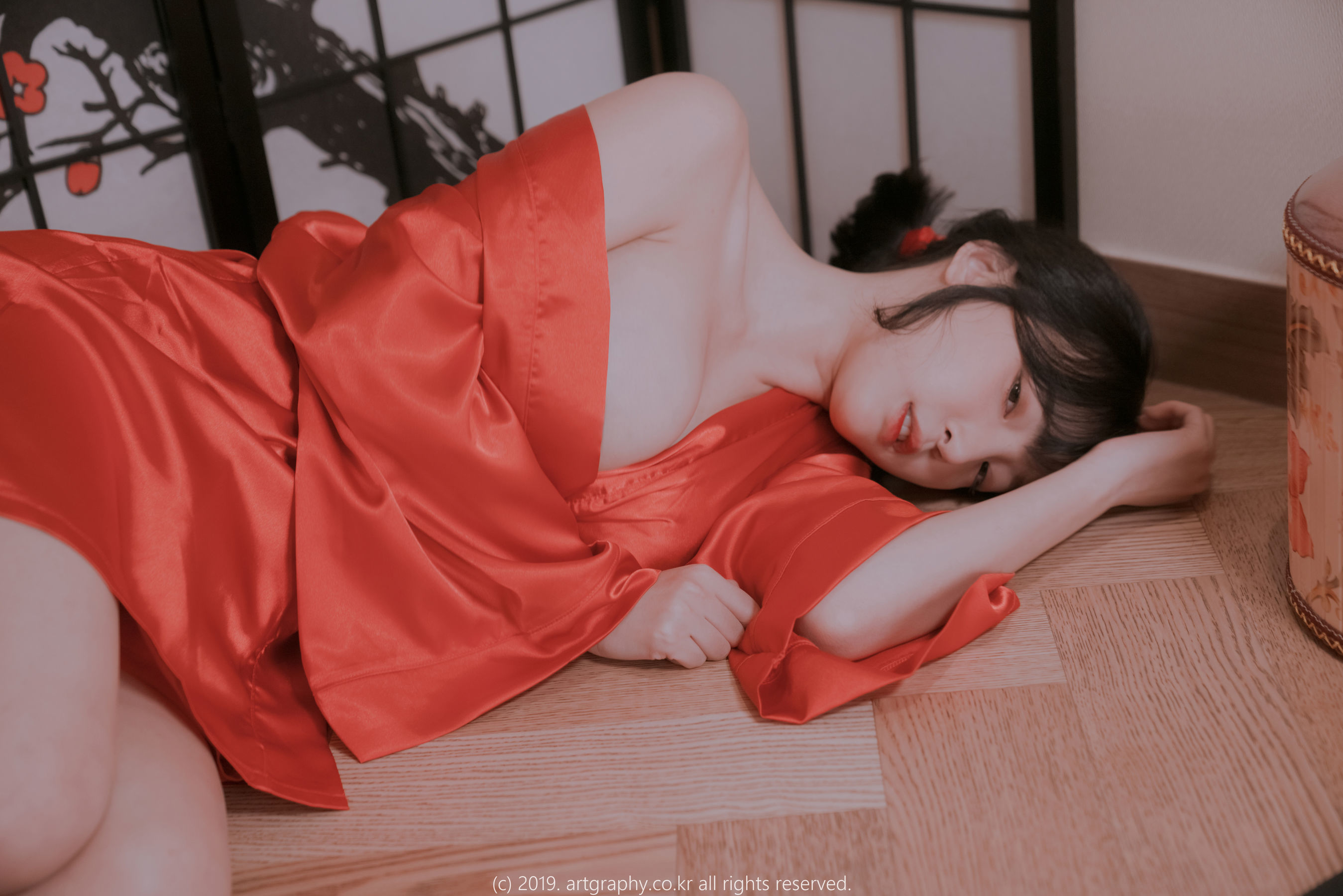 View - [ARTGRAVIA] VOL.069 巨乳少女姜仁卿 - 透视睡衣 古典红色睡袍 - 图库库